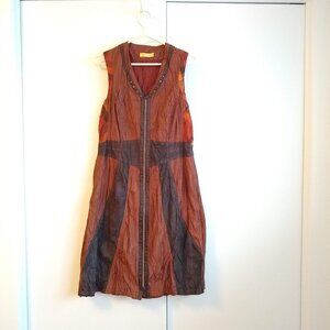 vintage y2k funky sleeveless full zip shirtdress